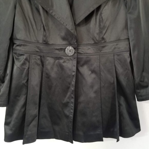 Jessica Simpson Black Cotton Blend Women's Pleated Jacket L - Picture 4 of 9